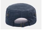 Flat-top Leather-trimmed Vintage Cotton Hat Adjustable -Blue