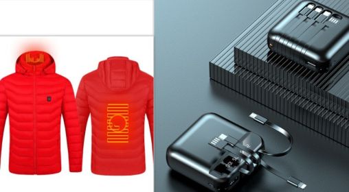 New Heated Jacket Coat USB Electric Jacket Cotton Coat Heater Thermal Clothing Heating Vest Men's Clothes Winter (Option: Red Zone2set-3XL)