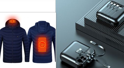 New Heated Jacket Coat USB Electric Jacket Cotton Coat Heater Thermal Clothing Heating Vest Men's Clothes Winter (Option: Blue Zone2set-4XL)