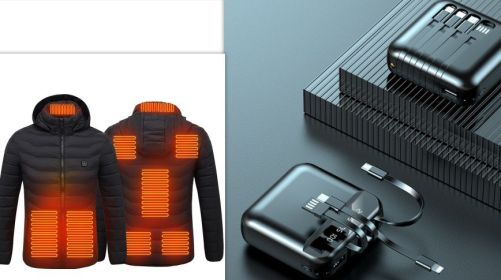 New Heated Jacket Coat USB Electric Jacket Cotton Coat Heater Thermal Clothing Heating Vest Men's Clothes Winter (Option: Black Zone8set-4XL)