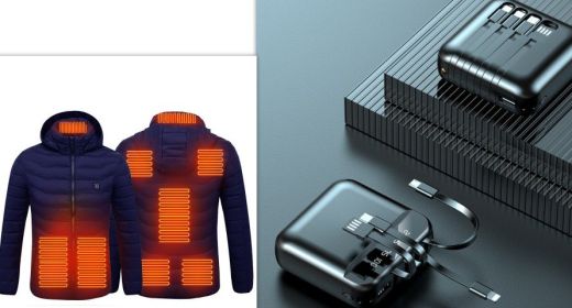 New Heated Jacket Coat USB Electric Jacket Cotton Coat Heater Thermal Clothing Heating Vest Men's Clothes Winter (Option: Blue Zone8set-6XL)