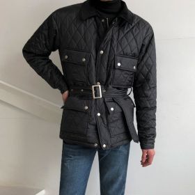 Men's Cotton-padded Coat Winter Thick Coat Fleece-lined Cotton-padded Jacket (Option: Black-M)