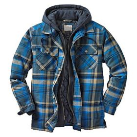Men's Thickened Cotton-padded Coat Loose Hooded Polyester Jacket (Option: Blue-S)