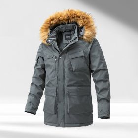 Pure Cotton Coat Cotton-padded Coat New Loose Casual Mid-length Jacket (Option: Gray-XL)