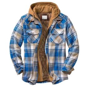 Men's Thickened Cotton-padded Coat Loose Hooded Polyester Jacket (Option: Sky Blue-S)