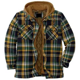 Men's Thickened Cotton-padded Coat Loose Hooded Polyester Jacket (Option: Brown Green-M)