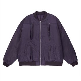 American Retro Pilot Jacket Sleeve Drawstring Design Solid Color Style Cotton Coat Jacket Tide (Option: Purple-M)