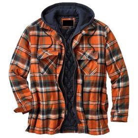Men's Thickened Cotton-padded Coat Loose Hooded Polyester Jacket (Option: Orange-5XL)