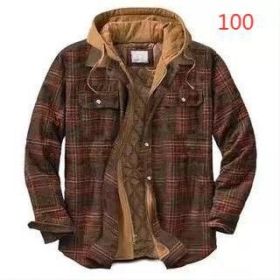 Men's Thickened Cotton-padded Coat Loose Hooded Polyester Jacket (Option: Dark Brown-5XL)