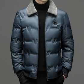 Men's Cotton-padded Jacket Winter Fur Collar Coat Men's Casual Jacket (Option: 82261 Green Gray-XL)